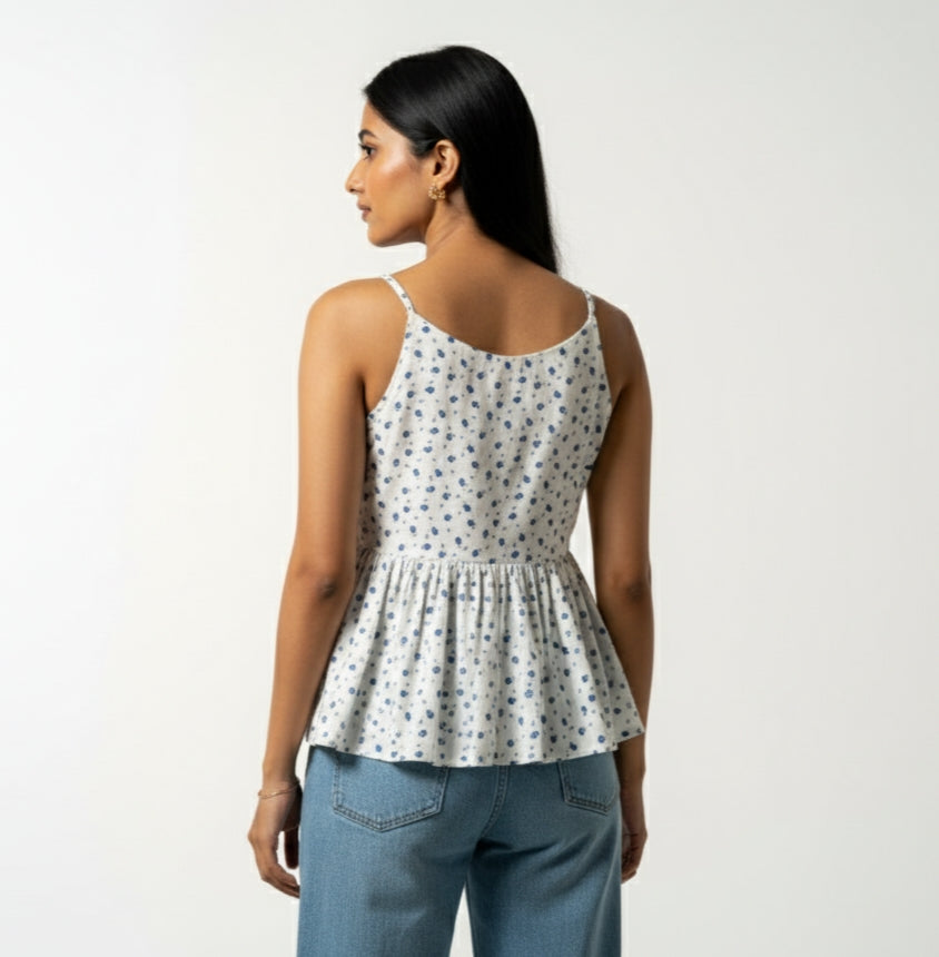 Pari – White Strap Sleeve Peplum Top Style Short Kurti