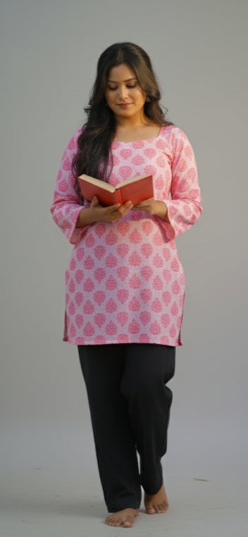 Gulabo – Pink Square Neck Bell Sleeve Short Kurti