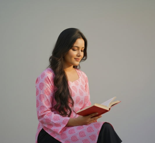 Gulabo – Pink Square Neck Bell Sleeve Short Kurti